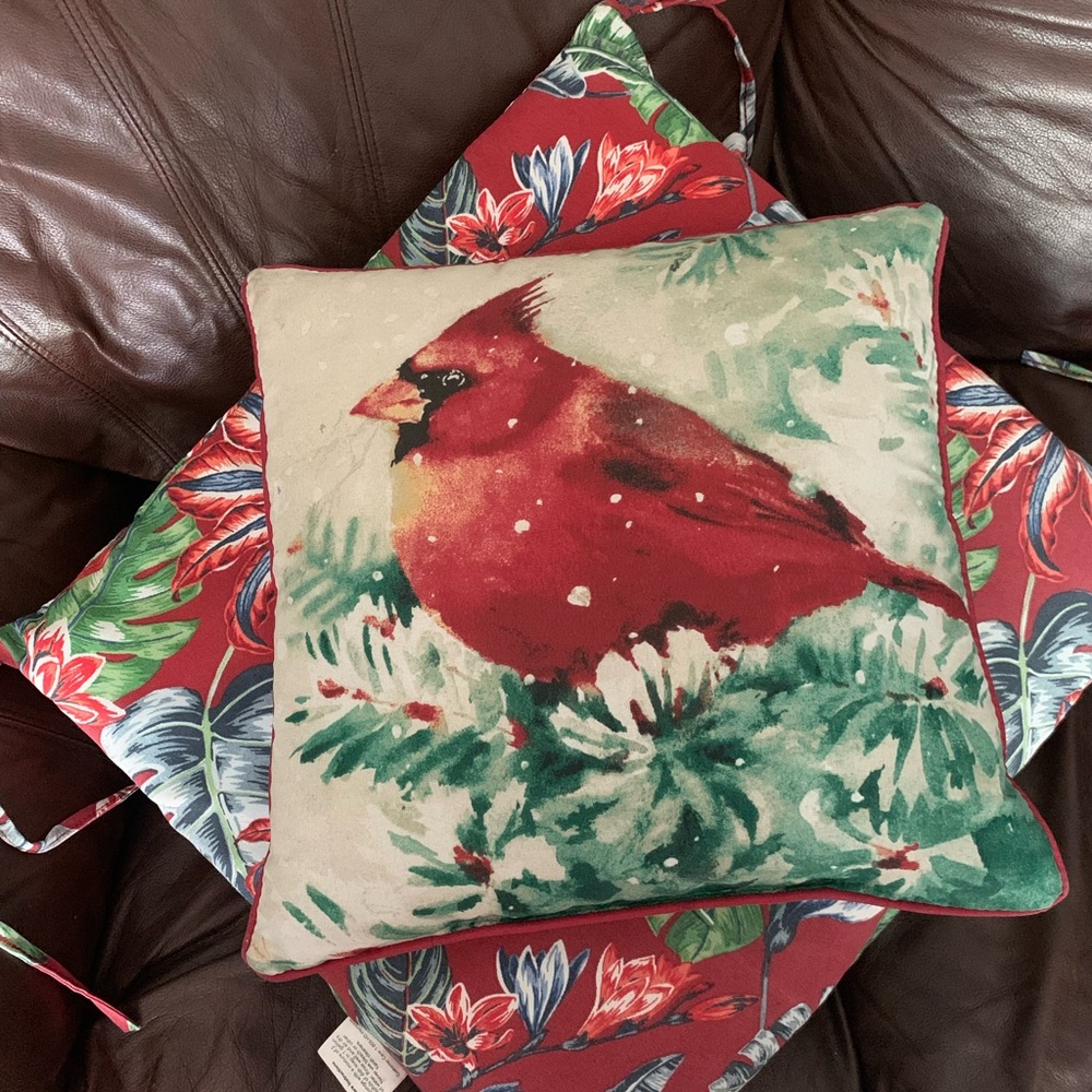 Festive Cardinal Throw Pillow